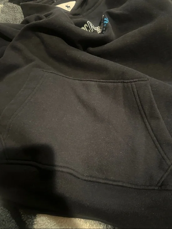 Abercrombie & Fitch Black Zip-Up Hoodie with Green & Blue Accent - Picture 5 of 5